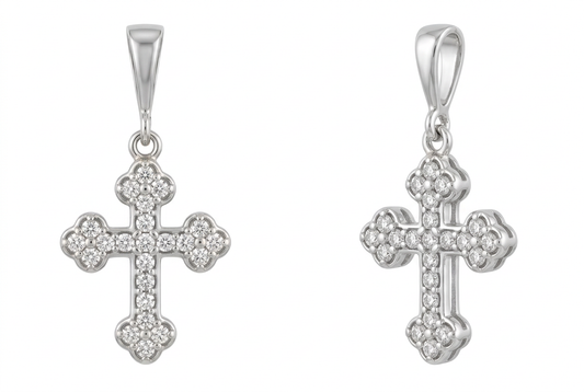 Pandantiv Aur 14K Cruciulita Glam White