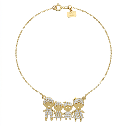 Lantisor Aur 14K Familie Tata Mama 2 Fetite