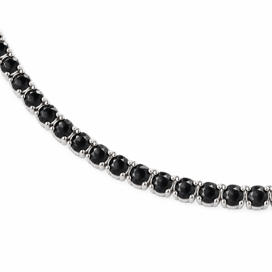 Lant Aur 14 K Tennis din Aur Alb - zirconii negre