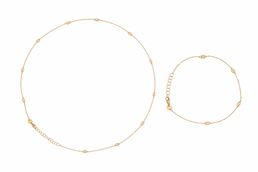 Set Aur 14 K lant si bratara elemente ovale
