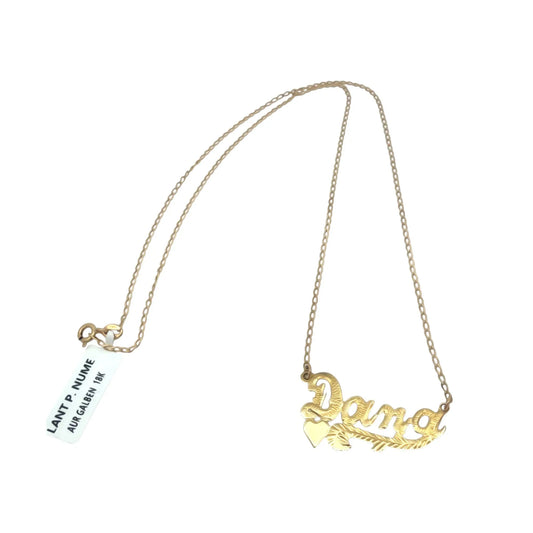 Nume din Aur 18K "Dana" cu lantisor - Antonia Gold