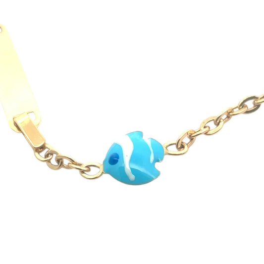 Bratara copii "Pestisor albastru" cu placuta - Antonia Gold