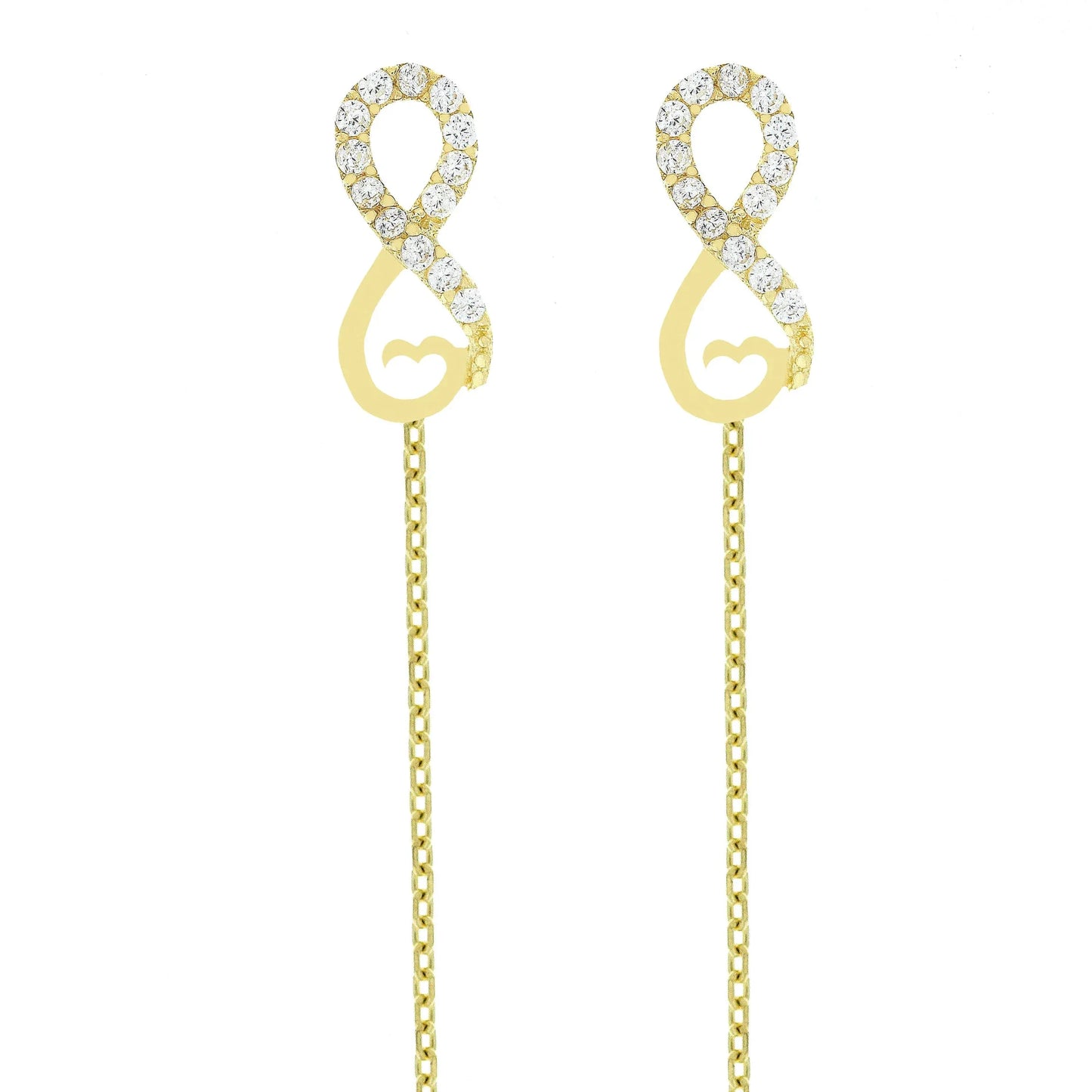 Cercei cu lantisor "Infinit si Inima cu pietre zirconia" - Antonia Gold