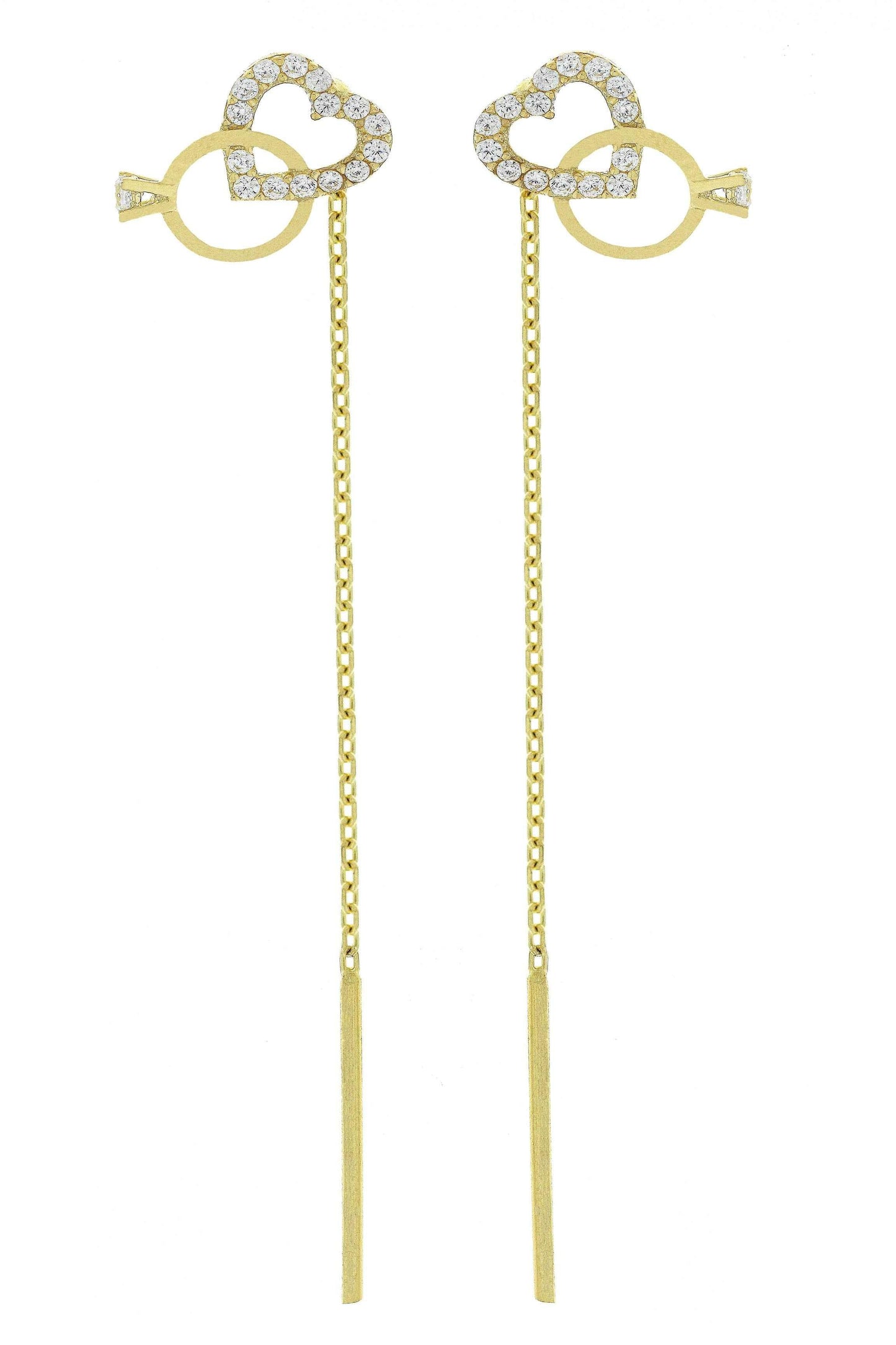 Cercei cu lantisor "Inel si Inima" - Antonia Gold