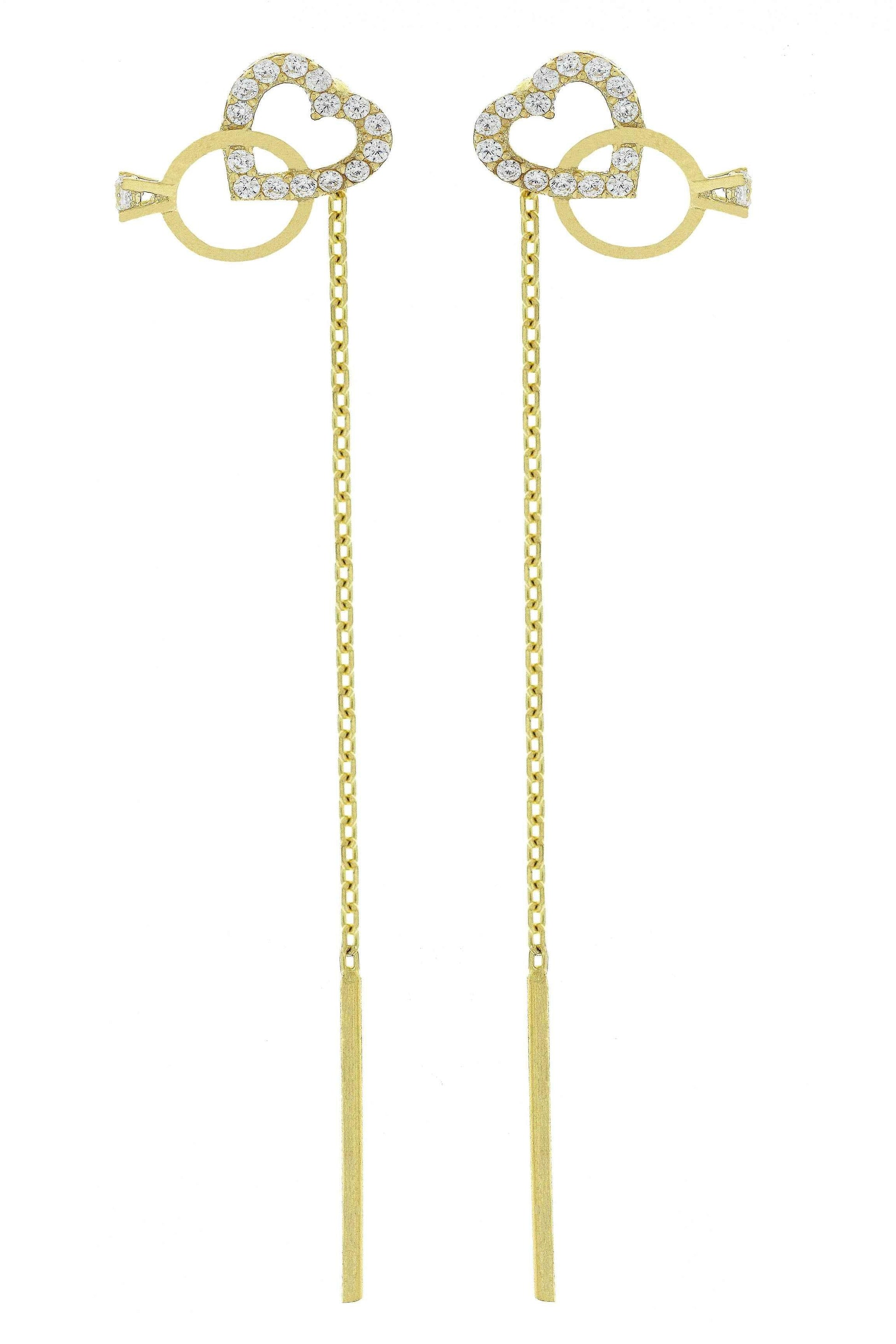 Cercei cu lantisor "Inel si Inima" - Antonia Gold