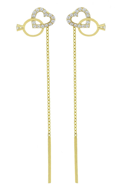 Cercei cu lantisor "Inel si Inima" - Antonia Gold