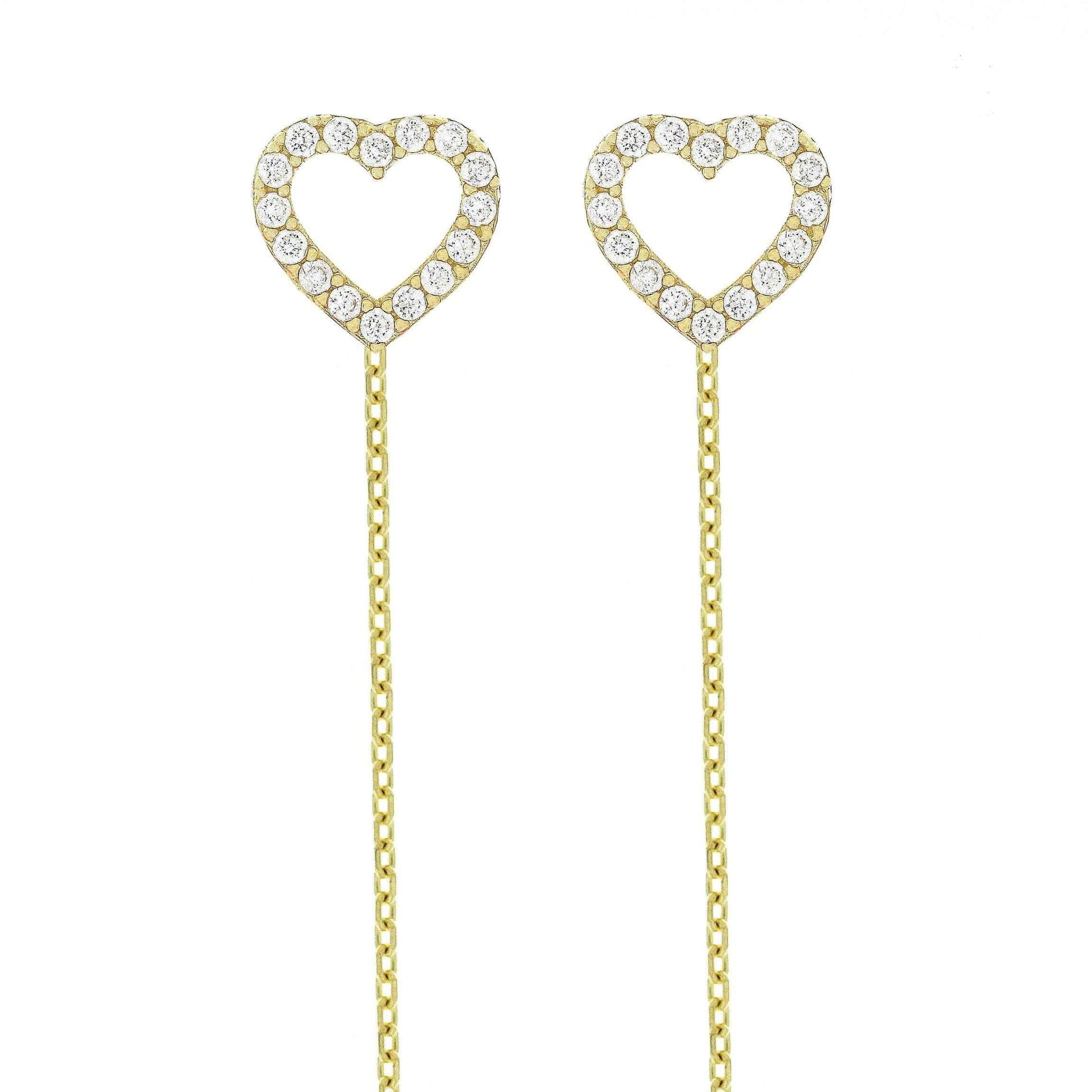 Cercei cu lantisor "Inima cu pietre" - Antonia Gold