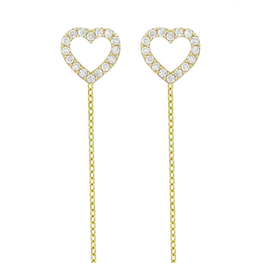 Cercei cu lantisor "Inima cu pietre"