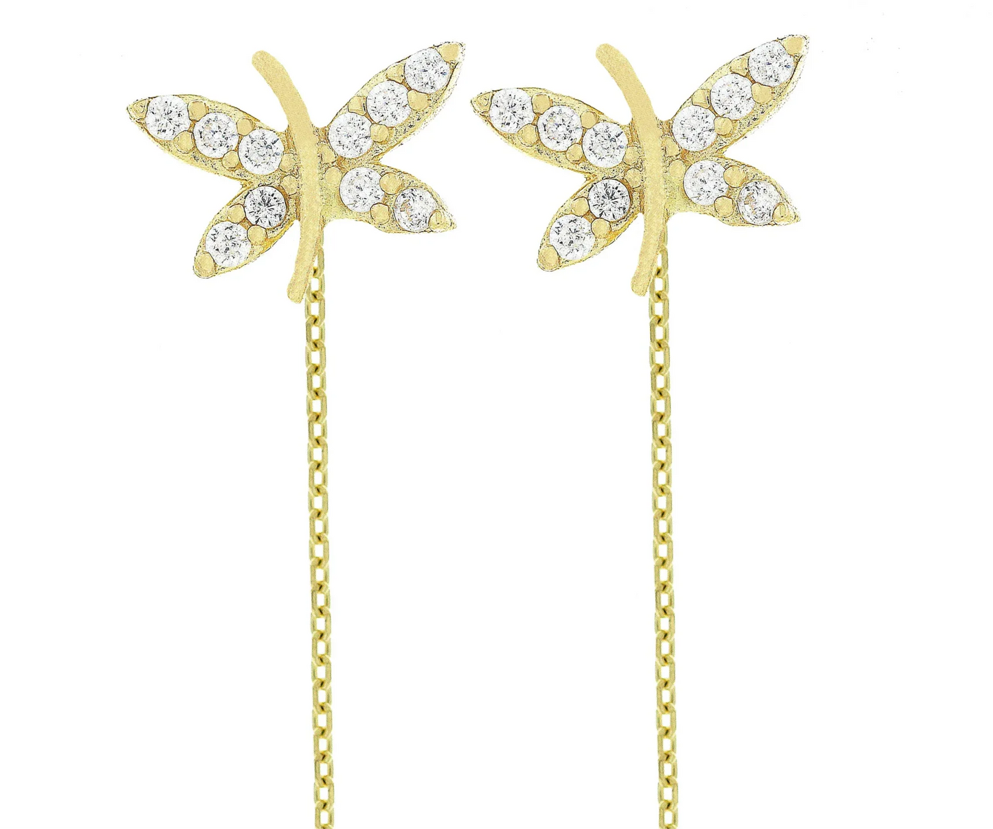 Cercei cu lantisor "Libelula - pietre zirconia" - Antonia Gold