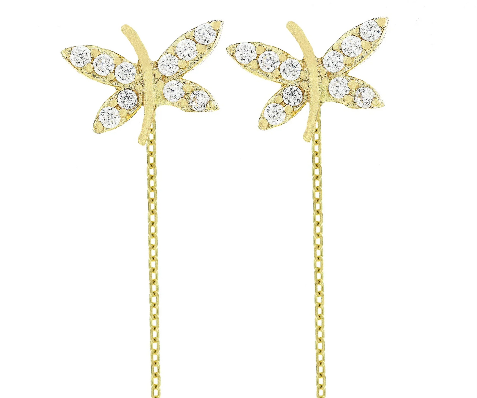 Cercei cu lantisor "Libelula - pietre zirconia" - Antonia Gold