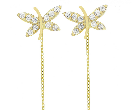 Cercei cu lantisor "Libelula - pietre zirconia" - Antonia Gold