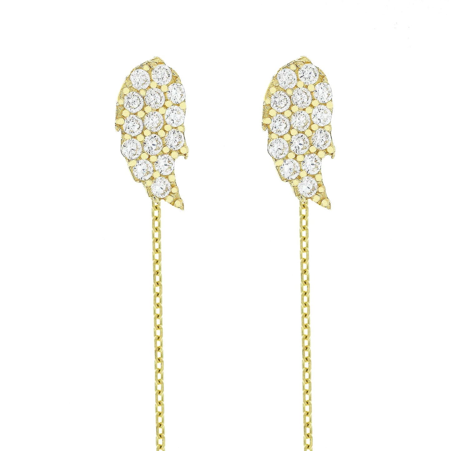 Cercei cu lantisor "Aripi de inger" - pietre zirconia - Antonia Gold