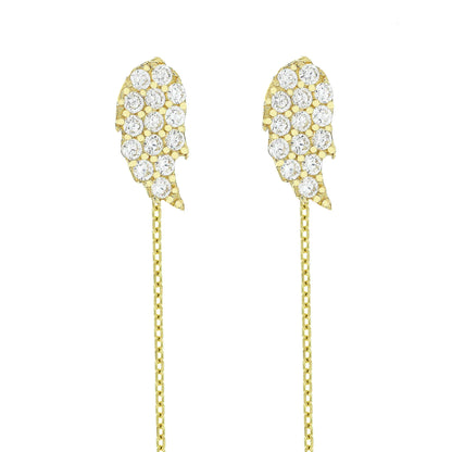 Cercei cu lantisor "Aripi de inger" - pietre zirconia - Antonia Gold