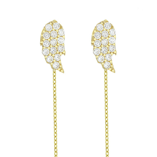 Cercei cu lantisor "Aripi de inger" - pietre zirconia - Antonia Gold