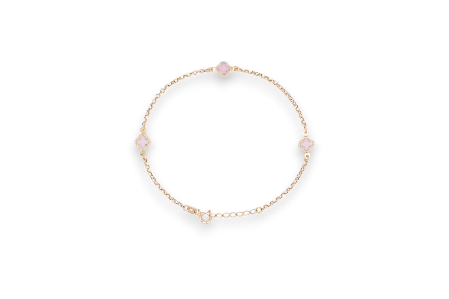 Bratara cu trifoi roz din Aur Galben 14K AG182