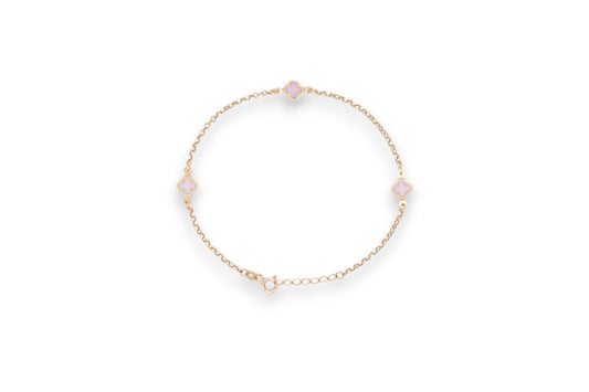 Bratara cu trifoi roz din Aur Galben 14K AG182
