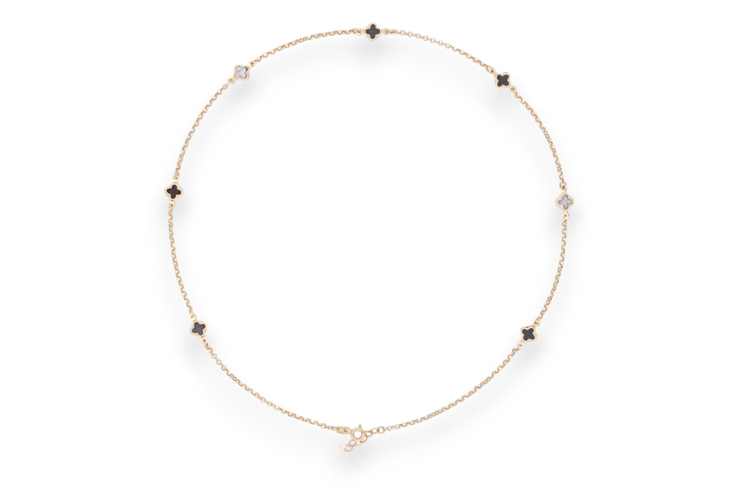 Lant cu trifoi negri - Aur Galben 14K AG407