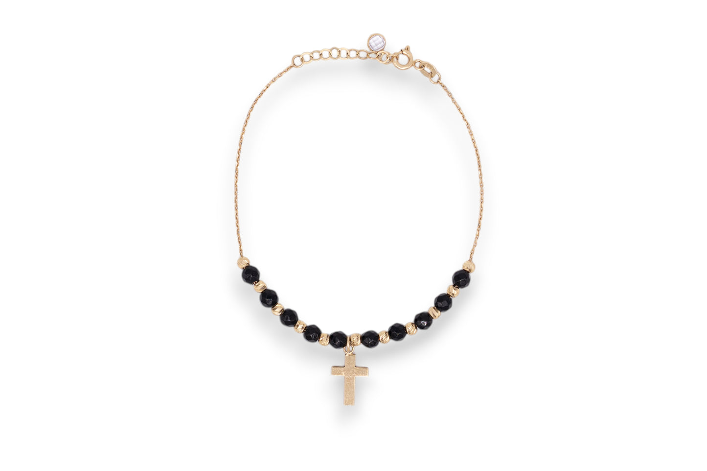 Bratara Divine Noir Onix cu Cruce – Aur 14K AG300