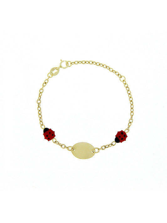 Bratara copii "2 Gragarite Rosii" si placuta ovala - Antonia Gold