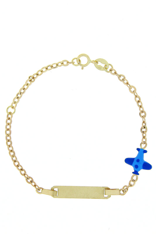 Bratara copii "Avion 2 nuante de Albastru" cu placuta