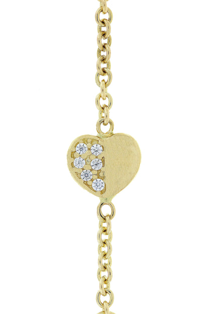 Bratara copii "Inimioara jumatate cu pietre zirconia" si placuta - Antonia Gold
