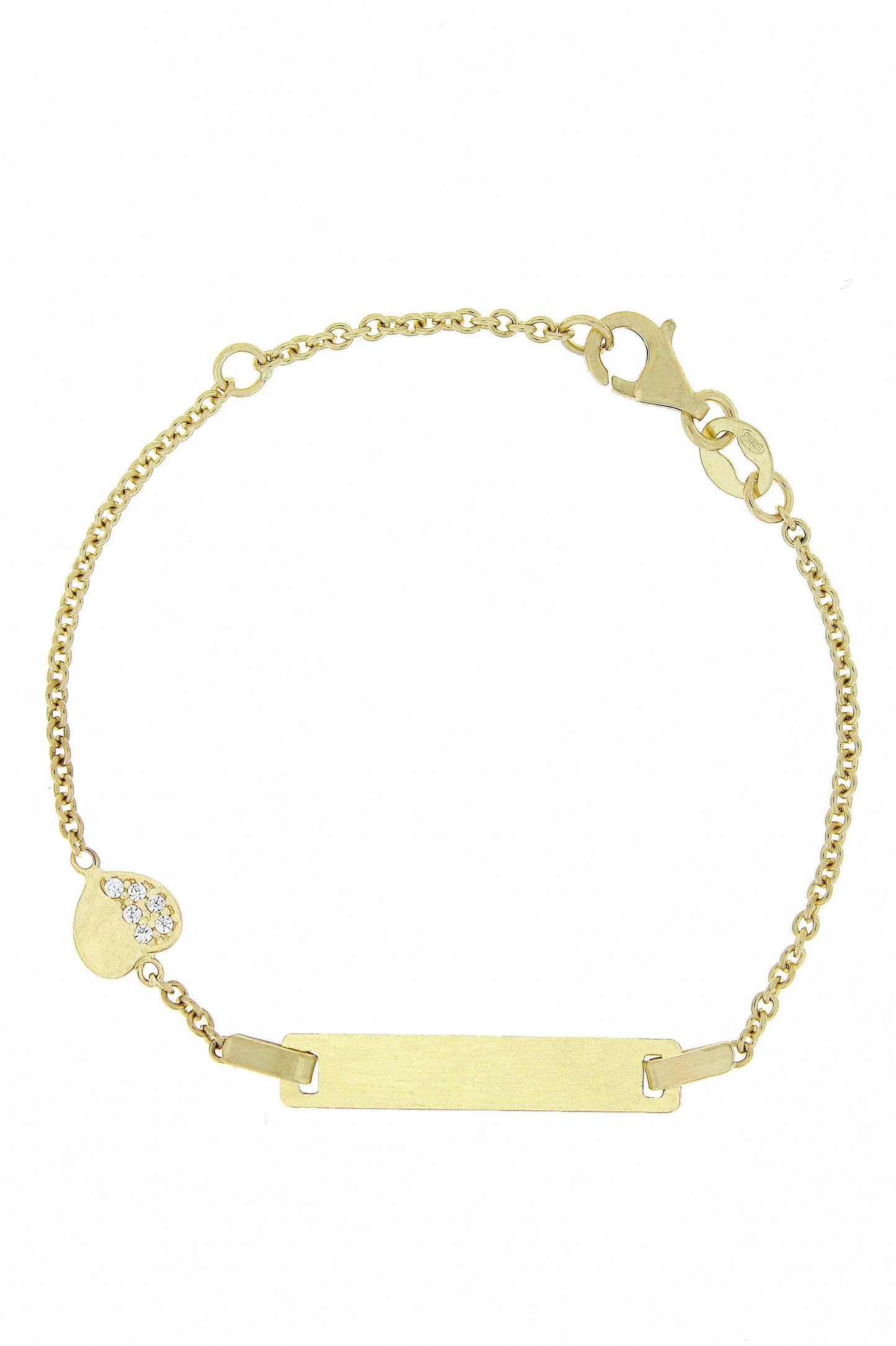 Bratara copii "Inimioara jumatate cu pietre zirconia" si placuta - Antonia Gold