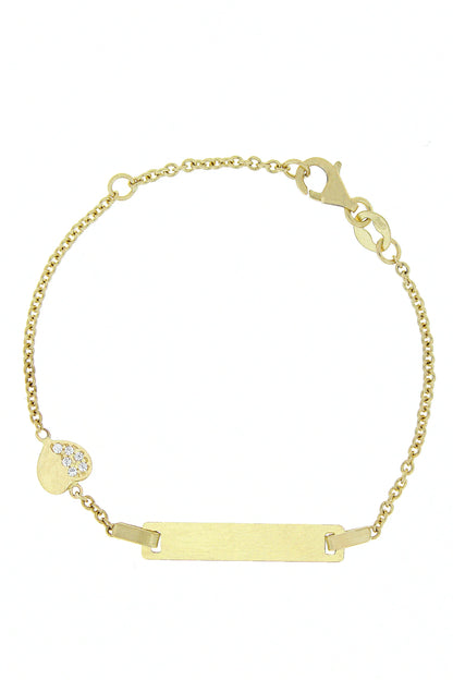 Bratara copii "Inimioara jumatate cu pietre zirconia" si placuta - Antonia Gold