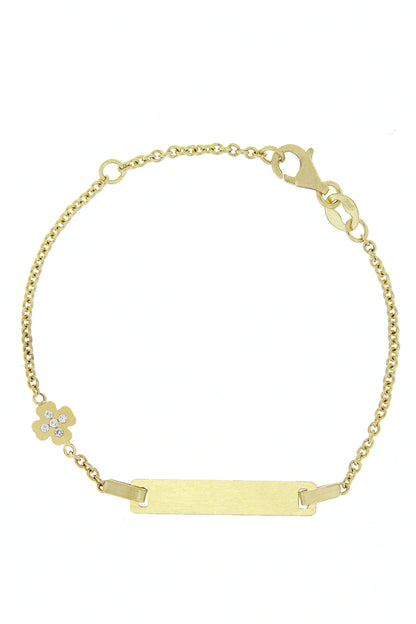 Bratara copii "Cruciulita si pietre zirconia" cu placuta - Antonia Gold