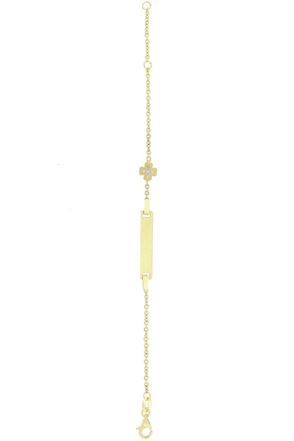 Bratara copii "Cruciulita si pietre zirconia" cu placuta - Antonia Gold