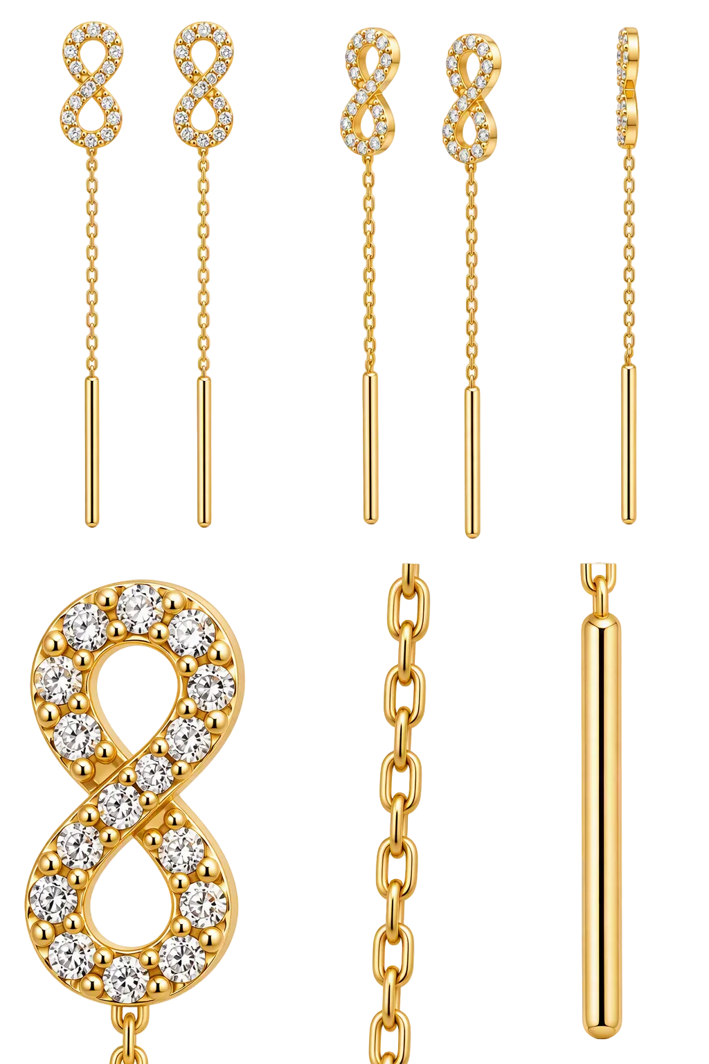 Cercei Aur 14 K lantisor "Infinit Vertical"