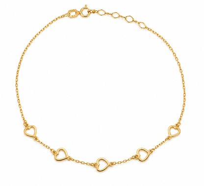 Lantisor Aur 14K Elegance Hearts