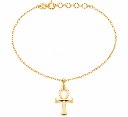 Lantisor Aur 14K Fin Cruce Ankh