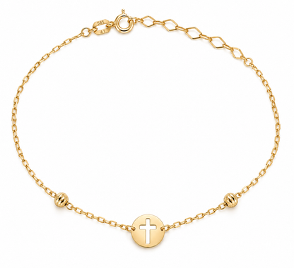 Lantisor Aur 14K Cross Medallion