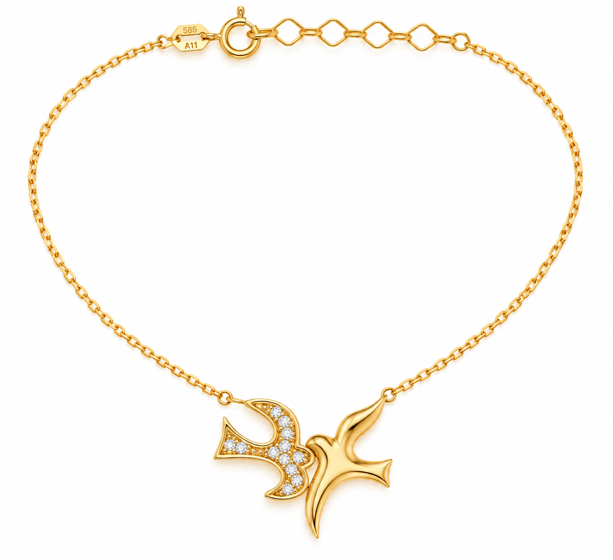 Lantisor Aur 14K Gold Swallow Necklace
