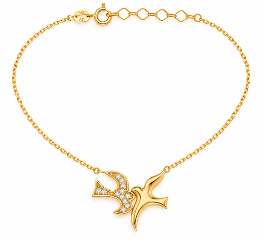 Lantisor Aur 14K Gold Swallow Necklace