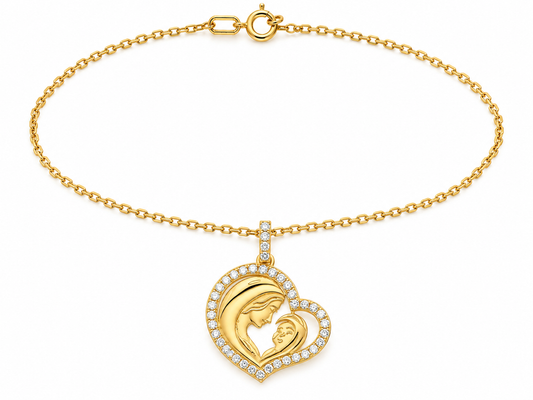Lantisor Aur 14K Maica Domnului si Pruncul