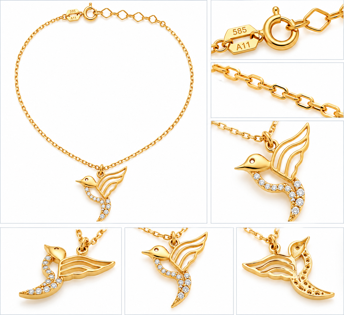 Lantisor Aur 14K Pasarea Colibri