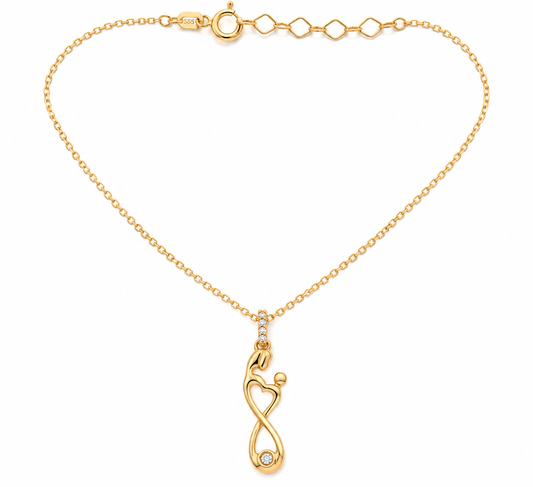 Lantisor Aur 14K Mama si Copilul Inima Infinita