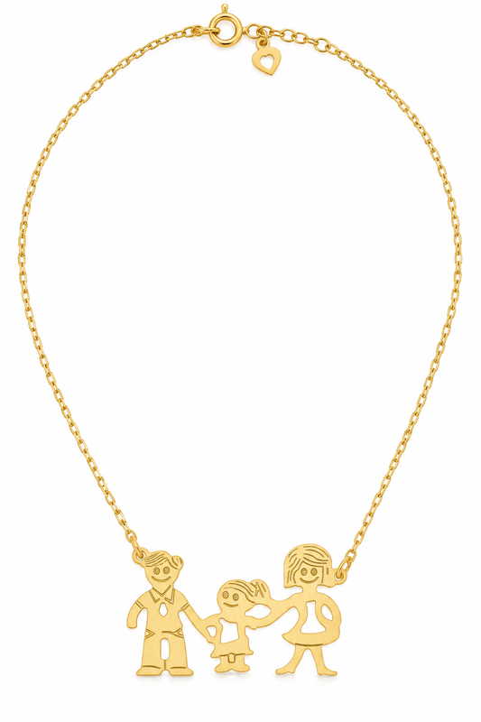 Lantisor Aur 14 K Familia - TATA, MAMA si fetita