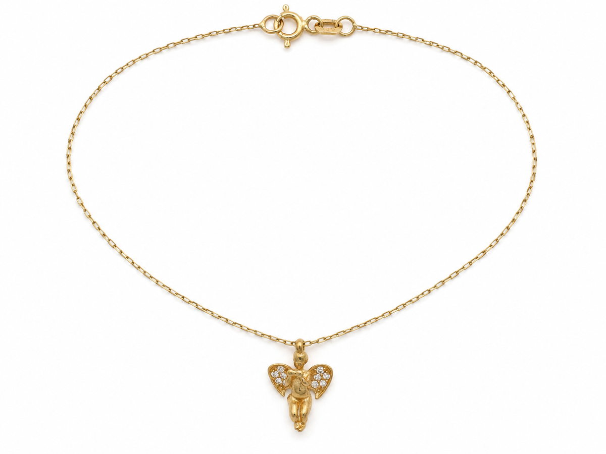 Lantisor Aur 14K Angel Pietre Zirconia