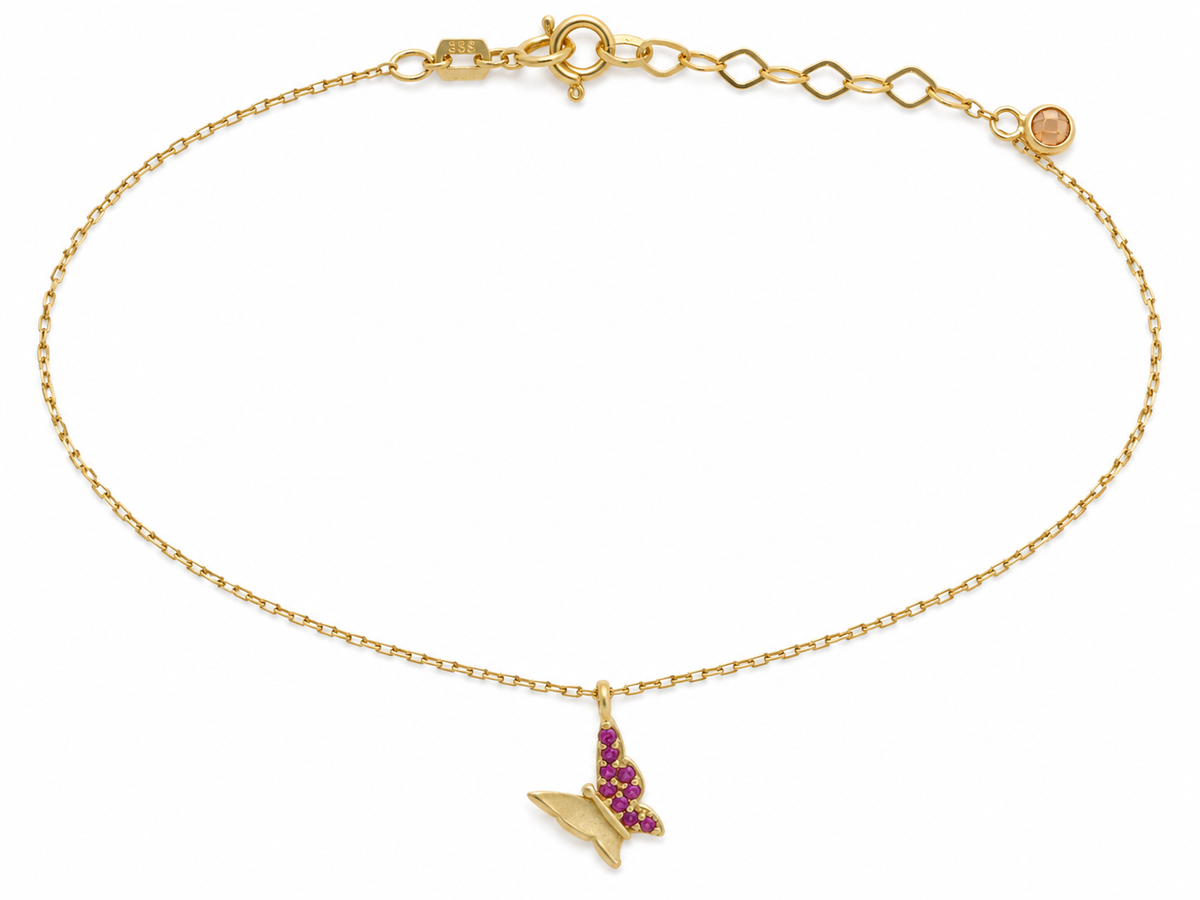 Lantisor Aur 14K Rose Butterfly