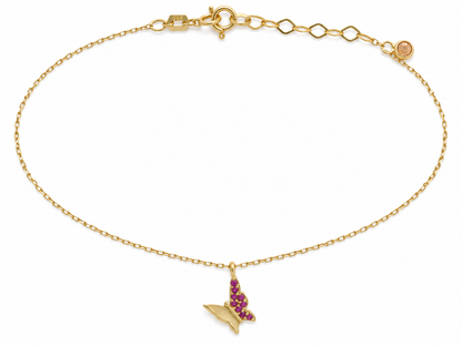 Lantisor Aur 14K Rose Butterfly