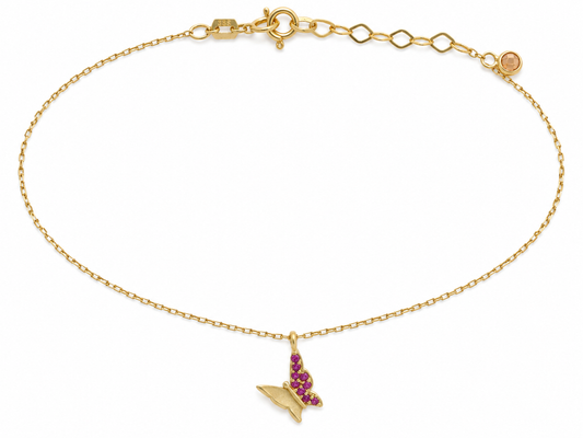 Lantisor Aur 14K Rose Butterfly