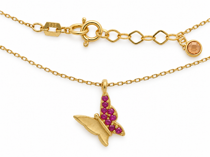 Lantisor Aur 14K Rose Butterfly