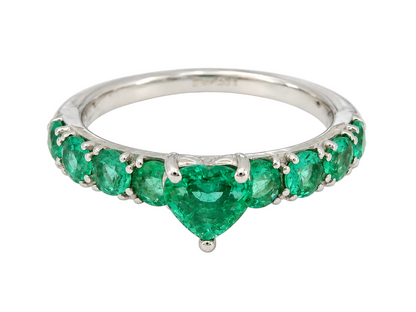 Inel Aur 18K Emerald Heart cu Diamante