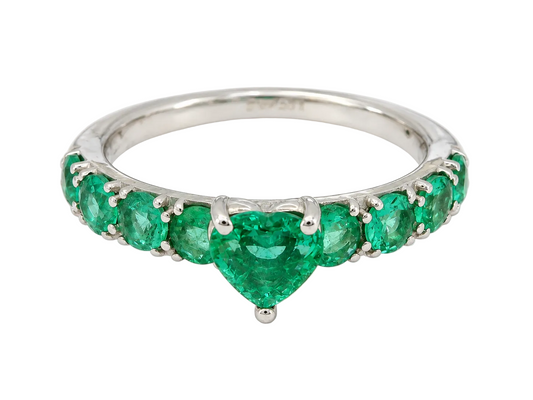 Inel Aur 18K Emerald Heart cu Diamante
