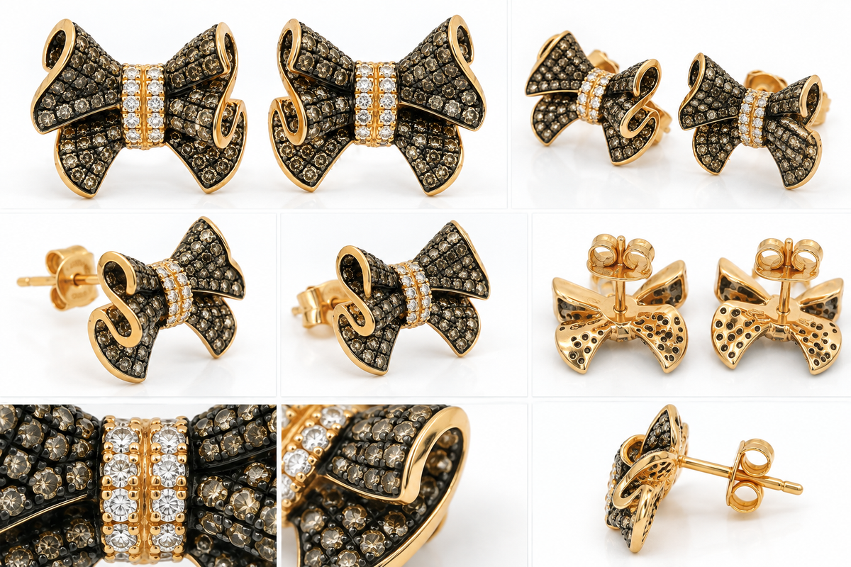Cercei Aur 18K  Elegance Bow cu Diamante