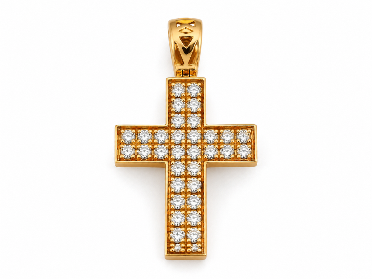 Cruce Aur 18K Divini cu Diamante