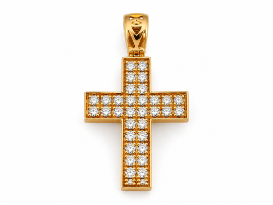 Cruce Aur 18K Divini cu Diamante
