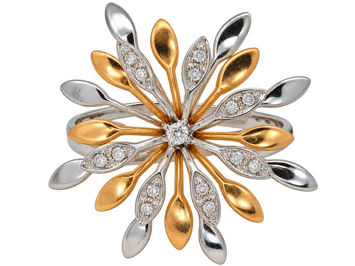Inel Aur 18K Flower Light cu Diamante